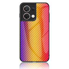 Coque Rebord Contour Silicone et Vitre Miroir Housse Etui Degrade Arc en Ciel LS2 pour Oppo Reno9 5G Orange