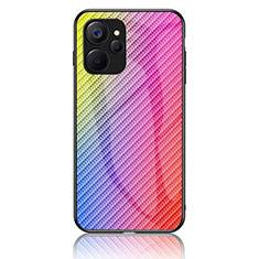 Coque Rebord Contour Silicone et Vitre Miroir Housse Etui Degrade Arc en Ciel LS2 pour Realme 10T 5G Rose