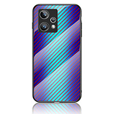 Coque Rebord Contour Silicone et Vitre Miroir Housse Etui Degrade Arc en Ciel LS2 pour Realme 9 4G Bleu