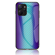 Coque Rebord Contour Silicone et Vitre Miroir Housse Etui Degrade Arc en Ciel LS2 pour Realme 9i 5G Bleu