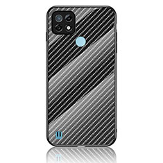 Coque Rebord Contour Silicone et Vitre Miroir Housse Etui Degrade Arc en Ciel LS2 pour Realme C21 Noir