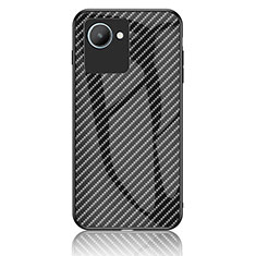 Coque Rebord Contour Silicone et Vitre Miroir Housse Etui Degrade Arc en Ciel LS2 pour Realme C30 Noir