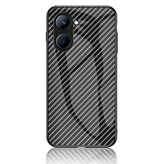 Coque Rebord Contour Silicone et Vitre Miroir Housse Etui Degrade Arc en Ciel LS2 pour Realme C33 Noir