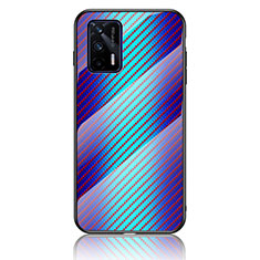 Coque Rebord Contour Silicone et Vitre Miroir Housse Etui Degrade Arc en Ciel LS2 pour Realme GT Neo 2T 5G Bleu