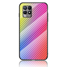 Coque Rebord Contour Silicone et Vitre Miroir Housse Etui Degrade Arc en Ciel LS2 pour Realme Narzo 50 4G Rose