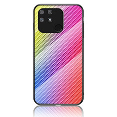 Coque Rebord Contour Silicone et Vitre Miroir Housse Etui Degrade Arc en Ciel LS2 pour Realme Narzo 50A Rose