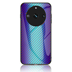 Coque Rebord Contour Silicone et Vitre Miroir Housse Etui Degrade Arc en Ciel LS2 pour Realme Narzo 60 Pro 5G Bleu