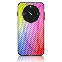 Coque Rebord Contour Silicone et Vitre Miroir Housse Etui Degrade Arc en Ciel LS2 pour Realme Narzo 60 Pro 5G Rose