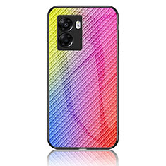 Coque Rebord Contour Silicone et Vitre Miroir Housse Etui Degrade Arc en Ciel LS2 pour Realme Q5i 5G Rose