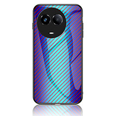 Coque Rebord Contour Silicone et Vitre Miroir Housse Etui Degrade Arc en Ciel LS2 pour Realme V50 5G Bleu