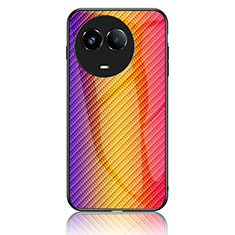 Coque Rebord Contour Silicone et Vitre Miroir Housse Etui Degrade Arc en Ciel LS2 pour Realme V50s 5G Orange