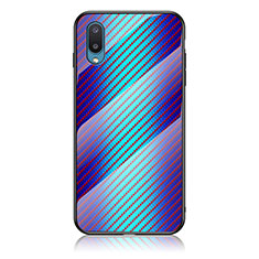 Coque Rebord Contour Silicone et Vitre Miroir Housse Etui Degrade Arc en Ciel LS2 pour Samsung Galaxy A02 Bleu