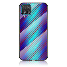 Coque Rebord Contour Silicone et Vitre Miroir Housse Etui Degrade Arc en Ciel LS2 pour Samsung Galaxy A12 5G Bleu