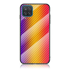 Coque Rebord Contour Silicone et Vitre Miroir Housse Etui Degrade Arc en Ciel LS2 pour Samsung Galaxy A12 Nacho Orange