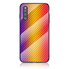 Coque Rebord Contour Silicone et Vitre Miroir Housse Etui Degrade Arc en Ciel LS2 pour Samsung Galaxy A41 SC-41A Orange