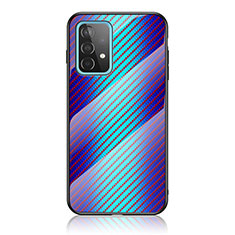 Coque Rebord Contour Silicone et Vitre Miroir Housse Etui Degrade Arc en Ciel LS2 pour Samsung Galaxy A52 5G Bleu