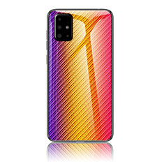 Coque Rebord Contour Silicone et Vitre Miroir Housse Etui Degrade Arc en Ciel LS2 pour Samsung Galaxy A71 4G A715 Orange