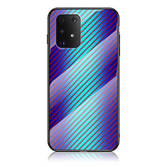 Coque Rebord Contour Silicone et Vitre Miroir Housse Etui Degrade Arc en Ciel LS2 pour Samsung Galaxy M80S Bleu