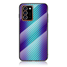 Coque Rebord Contour Silicone et Vitre Miroir Housse Etui Degrade Arc en Ciel LS2 pour Samsung Galaxy Note 20 Ultra 5G Bleu