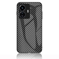 Coque Rebord Contour Silicone et Vitre Miroir Housse Etui Degrade Arc en Ciel LS2 pour Vivo iQOO Z6 Lite 5G Noir