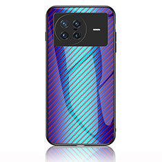 Coque Rebord Contour Silicone et Vitre Miroir Housse Etui Degrade Arc en Ciel LS2 pour Vivo X Note Bleu