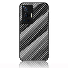 Coque Rebord Contour Silicone et Vitre Miroir Housse Etui Degrade Arc en Ciel LS2 pour Vivo X70 Pro 5G Noir