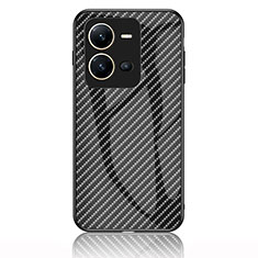 Coque Rebord Contour Silicone et Vitre Miroir Housse Etui Degrade Arc en Ciel LS2 pour Vivo X80 Lite 5G Noir