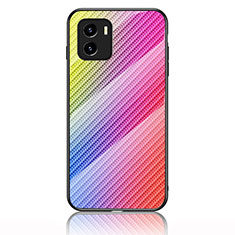 Coque Rebord Contour Silicone et Vitre Miroir Housse Etui Degrade Arc en Ciel LS2 pour Vivo Y10 Rose