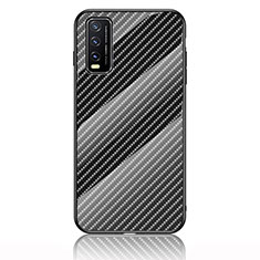 Coque Rebord Contour Silicone et Vitre Miroir Housse Etui Degrade Arc en Ciel LS2 pour Vivo Y11s Noir