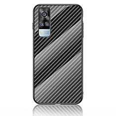 Coque Rebord Contour Silicone et Vitre Miroir Housse Etui Degrade Arc en Ciel LS2 pour Vivo Y51A Noir