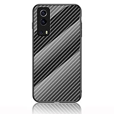 Coque Rebord Contour Silicone et Vitre Miroir Housse Etui Degrade Arc en Ciel LS2 pour Vivo Y52 5G Noir