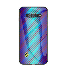 Coque Rebord Contour Silicone et Vitre Miroir Housse Etui Degrade Arc en Ciel LS2 pour Xiaomi Black Shark 4S 5G Bleu