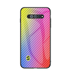 Coque Rebord Contour Silicone et Vitre Miroir Housse Etui Degrade Arc en Ciel LS2 pour Xiaomi Black Shark 4S Pro 5G Rose