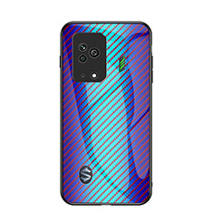 Coque Rebord Contour Silicone et Vitre Miroir Housse Etui Degrade Arc en Ciel LS2 pour Xiaomi Black Shark 5 5G Bleu