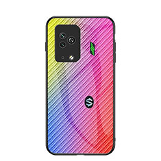 Coque Rebord Contour Silicone et Vitre Miroir Housse Etui Degrade Arc en Ciel LS2 pour Xiaomi Black Shark 5 Pro 5G Rose