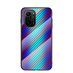 Coque Rebord Contour Silicone et Vitre Miroir Housse Etui Degrade Arc en Ciel LS2 pour Xiaomi Mi 11i 5G Bleu