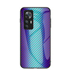 Coque Rebord Contour Silicone et Vitre Miroir Housse Etui Degrade Arc en Ciel LS2 pour Xiaomi Mi 12T 5G Bleu