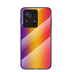 Coque Rebord Contour Silicone et Vitre Miroir Housse Etui Degrade Arc en Ciel LS2 pour Xiaomi Mi Mix 4 5G Orange