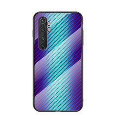 Coque Rebord Contour Silicone et Vitre Miroir Housse Etui Degrade Arc en Ciel LS2 pour Xiaomi Mi Note 10 Lite Bleu