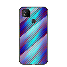 Coque Rebord Contour Silicone et Vitre Miroir Housse Etui Degrade Arc en Ciel LS2 pour Xiaomi POCO C3 Bleu