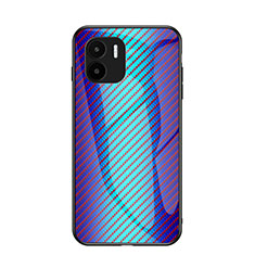 Coque Rebord Contour Silicone et Vitre Miroir Housse Etui Degrade Arc en Ciel LS2 pour Xiaomi Poco C50 Bleu