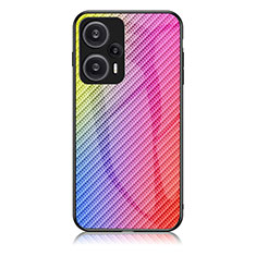 Coque Rebord Contour Silicone et Vitre Miroir Housse Etui Degrade Arc en Ciel LS2 pour Xiaomi Poco F5 5G Rose