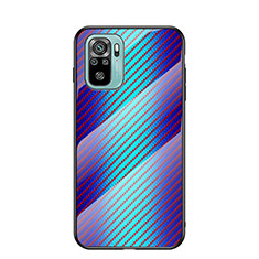 Coque Rebord Contour Silicone et Vitre Miroir Housse Etui Degrade Arc en Ciel LS2 pour Xiaomi Poco M5S Bleu