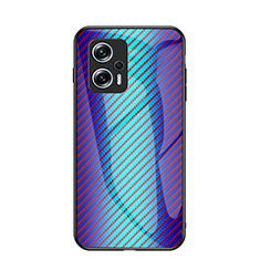 Coque Rebord Contour Silicone et Vitre Miroir Housse Etui Degrade Arc en Ciel LS2 pour Xiaomi Poco X4 GT 5G Bleu