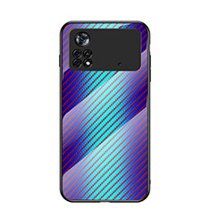 Coque Rebord Contour Silicone et Vitre Miroir Housse Etui Degrade Arc en Ciel LS2 pour Xiaomi Poco X4 Pro 5G Bleu