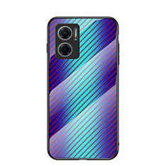 Coque Rebord Contour Silicone et Vitre Miroir Housse Etui Degrade Arc en Ciel LS2 pour Xiaomi Redmi 10 Prime Plus 5G Bleu