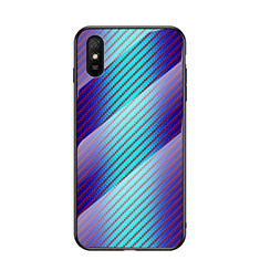 Coque Rebord Contour Silicone et Vitre Miroir Housse Etui Degrade Arc en Ciel LS2 pour Xiaomi Redmi 9A Bleu