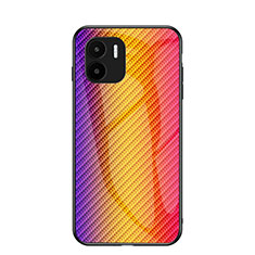 Coque Rebord Contour Silicone et Vitre Miroir Housse Etui Degrade Arc en Ciel LS2 pour Xiaomi Redmi A1 Orange