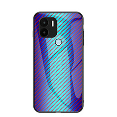 Coque Rebord Contour Silicone et Vitre Miroir Housse Etui Degrade Arc en Ciel LS2 pour Xiaomi Redmi A1 Plus Bleu