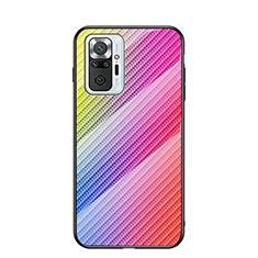 Coque Rebord Contour Silicone et Vitre Miroir Housse Etui Degrade Arc en Ciel LS2 pour Xiaomi Redmi Note 10 Pro Max Rose